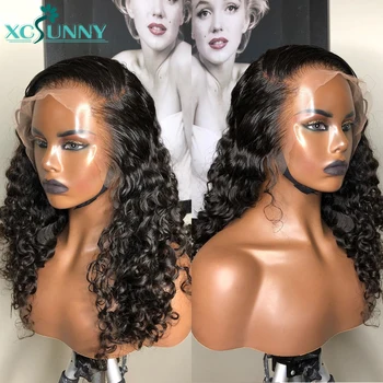 

Curly Wig Human Hair Full Lace Wig Pre Plucked Remy Brazilian 13x4 Deep Curly Lace Front Wig Glueless Lace Closure Wig xcsunny