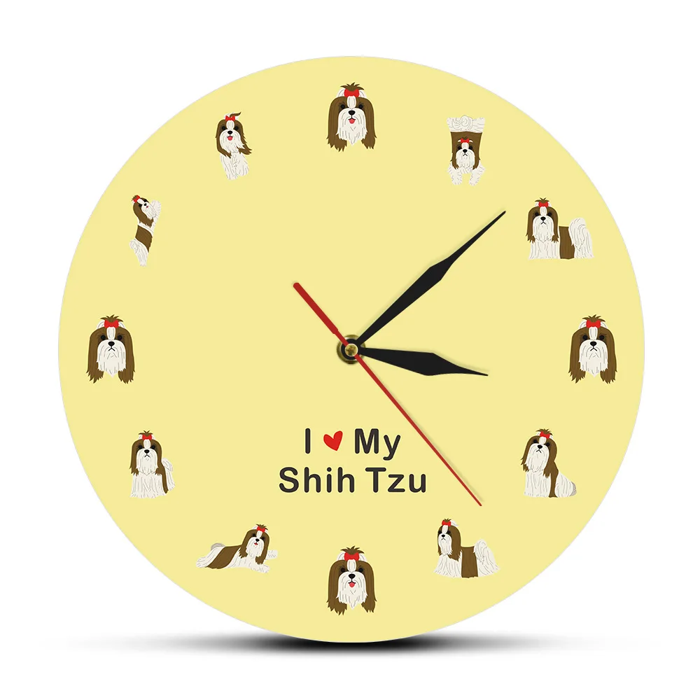 Висячие настенные часы с китайским мультяшным рисунком льва и собаки Shih Tzu