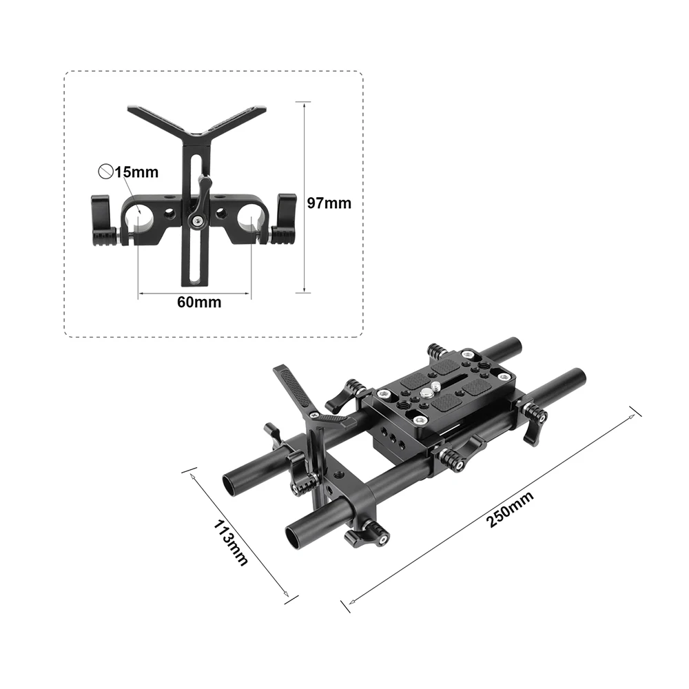 KIMRIG Camera Mounting Plate Pro DSLR Shoulder Mount Support Rig Tripod Mount Plate With Lens Support 15mm Rods For Dslr Cameras camera tripod plate camera mount plate camera base plate