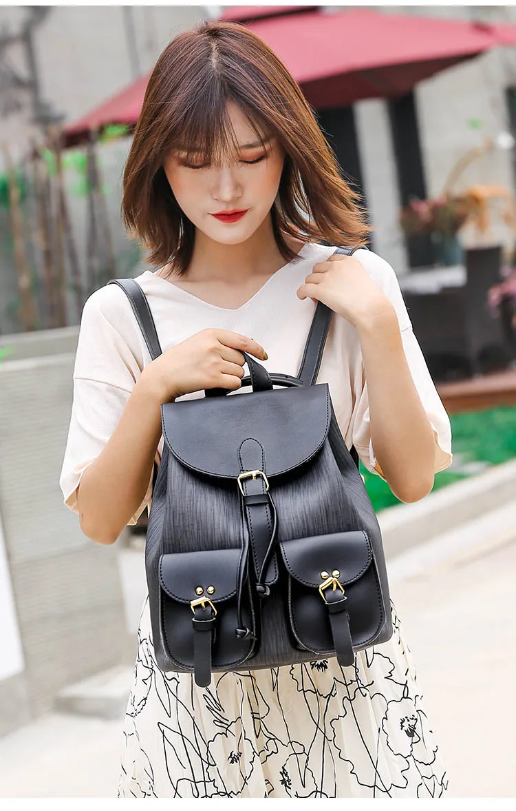 Brown Black Women Backpack Soft Leather School Bag For Teen Girls Casual Travel Bagpack 2019 New Fashion Female Luxury Backpacks (10)