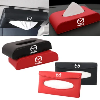 

Car Tissue Box Leather Auto Paper Boxes Napkin Cover Accessories for Mazda Logo Axela Atenza RX8 RX7 MX3 MX5 CX9 CX7 CX5 Speed