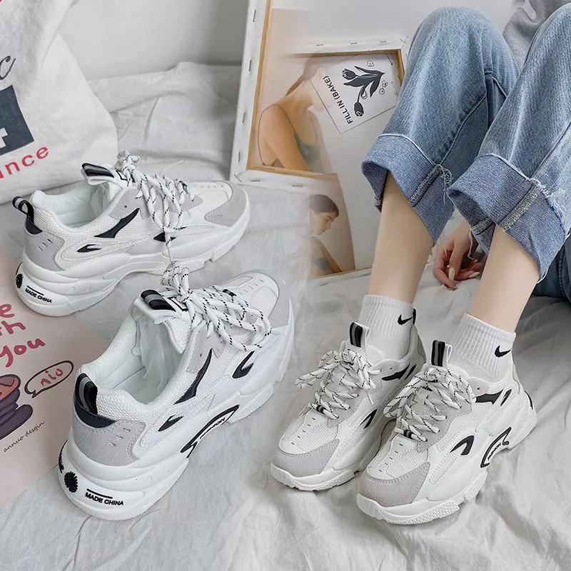

Thick-soled old shoes women's tide 2020 spring and autumn new fashion all-match breathable mesh sports casual shoes X347