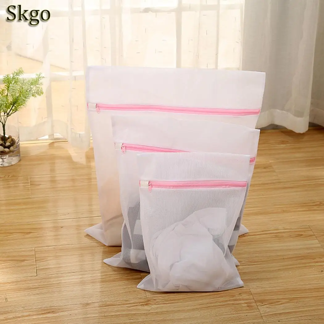 3pcs set thick net Комплект сумок на молнии для стирки белья, бюстгальтер, нижнее белье, сетчатый мешок для стирки одежды, чистые принадлежности - Цвет: 3pcs set thick net