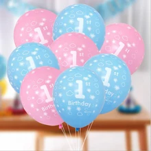 10 шт., детский душ, 1-й шарики ко дню рождения, розовый, синий латекс, воздушный шар для мальчиков и девочек, 1 год, первый день рождения, Детские Подарочные игрушки