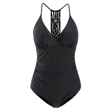 Сексуальный цельный купальник с вырезами для вязания крючком, большие размеры, купальник для женщин, монокини с пуш-апом, однотонный летний купальник, пляжная одежда