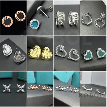 

High Quality Original 925 Sterling Silver Earrings with Original Engraved Fashion Jewelry Gifts Free Shipping Wholesale