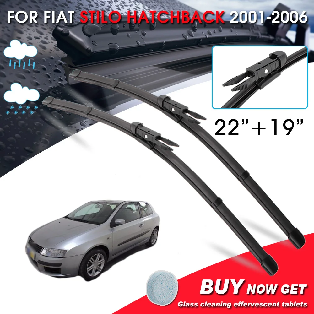 

BROSHOO Car Window Windshield Wipers Blade For Fiat Stilo hatchback 22"+19" LHD&RHD Car Model Year 2001-2006 Auto Accessories
