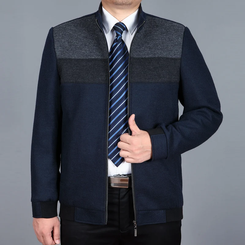 2020 Men Wool Jacket Patchwork Autumn Woolen Coat Pea Сoat Winter Wool Blend Jacket Zipper Wool Coat Men Business Stand Collar 2020 Men Wool Jacket Patchwork Autumn Woolen Coat Pea Сoat Winter Wool Blend Jacket Zipper Wool Coat Men Business Stand Collar
