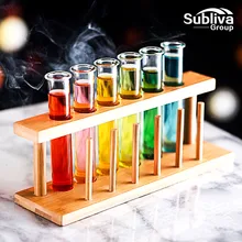 Набор Винных Бокалов для пробирки, 6 шт., Коктейльная чашка с подставкой, вечерние, для бара, KTV, для ночного клуба, амулеты, Tipsy, пробирка, стекло