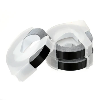 

3 Rolls Black Embossing Self-Adhesive Tape Cassette Cartridge 9mm by 3m for DYMO Embosser Labellers Manual Label Machine