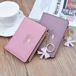 100% high quality brand new Short zipper wallet female student Korean tassel fashion soft leather leaf Wallet