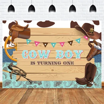 

Cow Boy One Birthday Backdrop Western Cowboy Rustic Wild West Photo Background for Photo Studio Photography Photocall Props