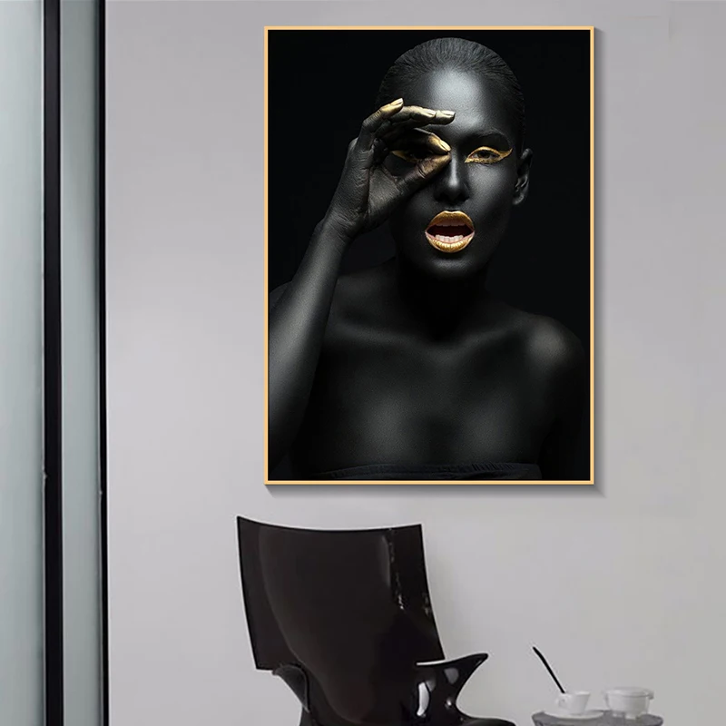 

XINQI Canvas Painting Wall Art Pictures prints Black woman on canvas no frame home decor Wall poster decoration for living room