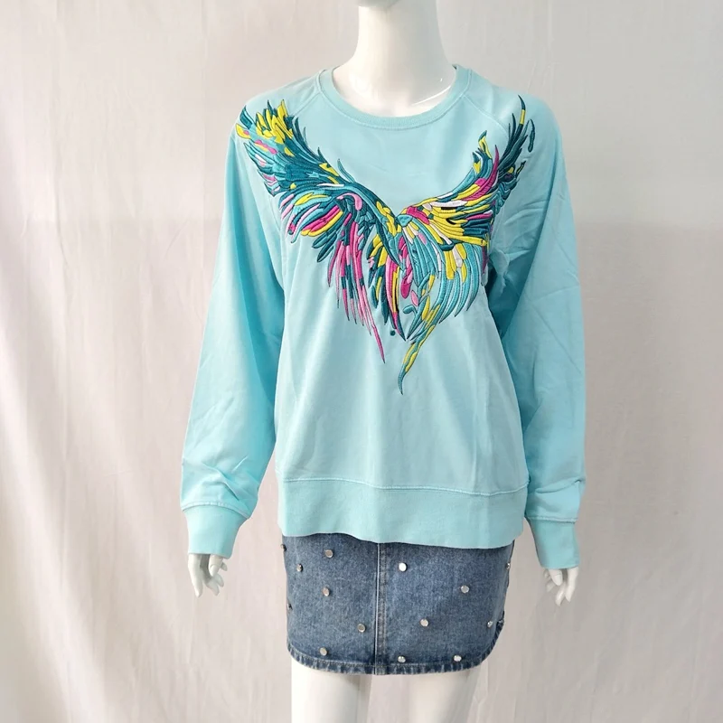 Женская толстовка осень/зима новинка хлопковая вышитая потертая Толстовка