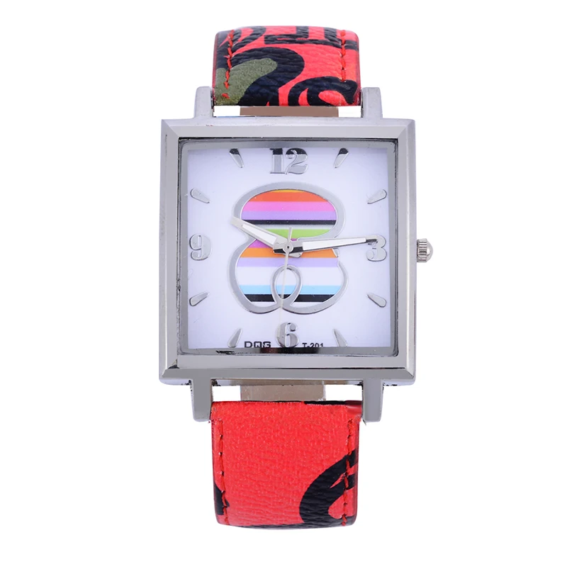 

relojes mujer 2019 New Fashion Famous Brand bear Watch Women Dress Square Quartz Watches Montres Casual Leather Wristwatches