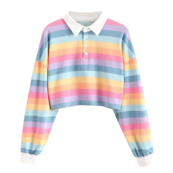 

2019 Autumn And Winter Gradient Color Round Neck Pullover Long Sleeve All-match Wild Style Casual Loose Women's Sweatshirt d#