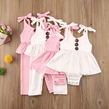 

2020 Summer New Baby Girls Ruffles Rompers Newborn Baby Clothes Toddler Ruffles Sleeveless Cotton Jumpsuits One-Pieces Playsuit