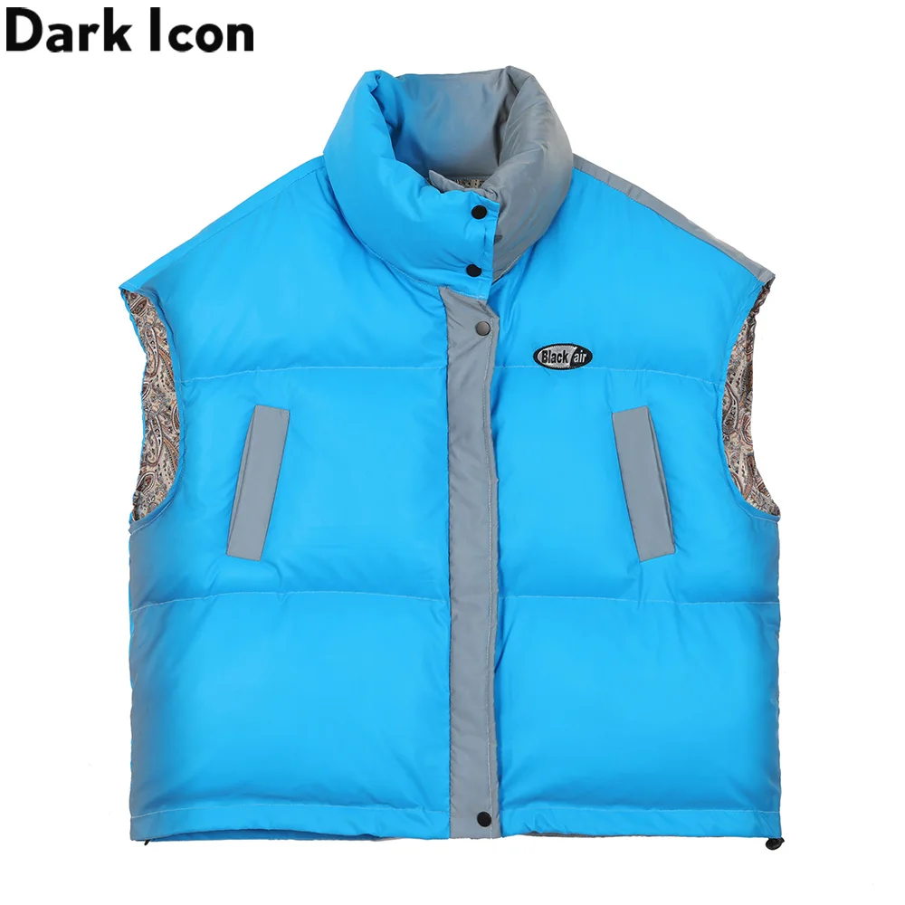 

Dark Icon Reflective Parkas with Sleeveless 2020 Winter Stand Collar Thick Coats Men Women Vest