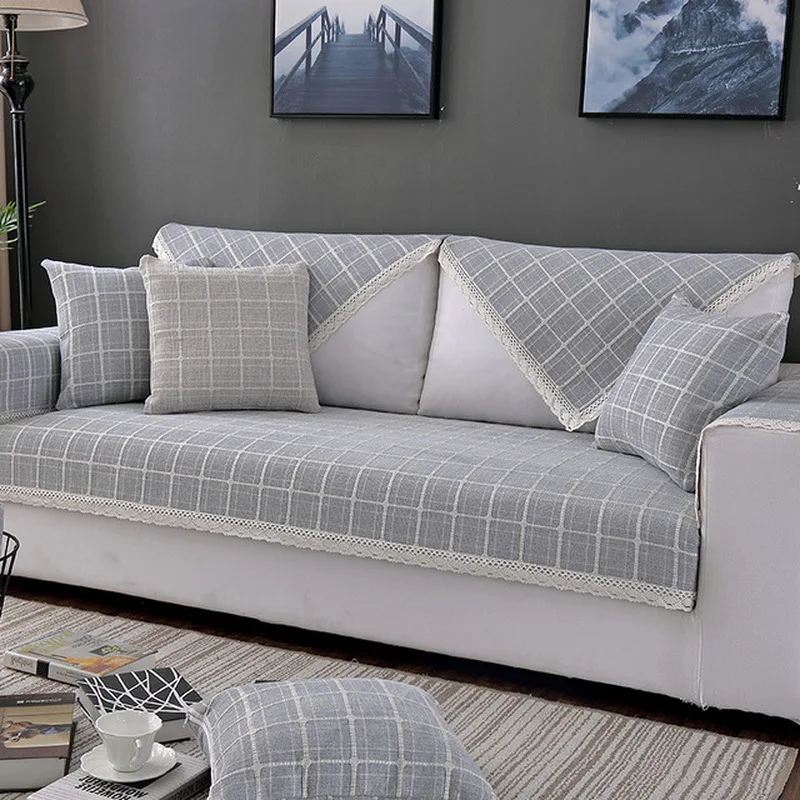 

Woven Cotton Sofa Cover Silicone Non-slip Pet Dog Kids Mat Protector Couch Cover l 1/2/3/4-seater Armchair Cover for Living Room