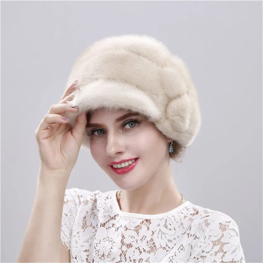 Большие натуральные женские шапки из меха норки русские шапки ушанка Зимняя Толстая теплая Модная шапка-бомбер с ушками женская меховая шапка