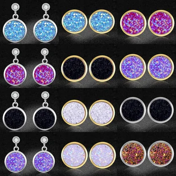

Vni and Mia 100% Stainless Steel Druse Resin Earring For Women Wholesale Fashion Party Jewelry Earrings Dropshipping