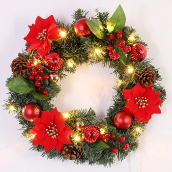 

Christmas Wreath Decorations And Decorations With LED Headlights, Christmas Wreath Decoration Party