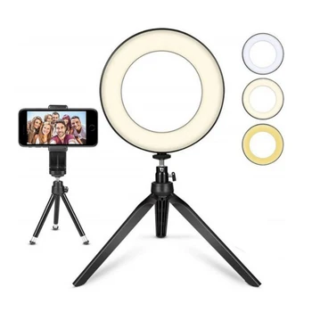 

10 Inch Dimmable Led Studio Photography Selfie Ring Light Lamp Phone Holder with Tripod Stand Usb Bluetooth Photo for Youtube Vk