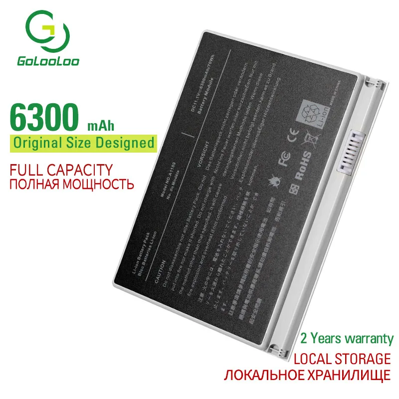 Аккумулятор Golooloo A1189 для ноутбука Apple MacBook Pro 17 'MA611B A1151 A1212 A1229 A1261 6300 мАч 11 1