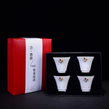 

Jingdezhen Ceramics Teacup Handmade Big Sacrifice Blue Single Cup Master Cup Kung Fu Black Tea Da Hong Pao Teaware Gift Box