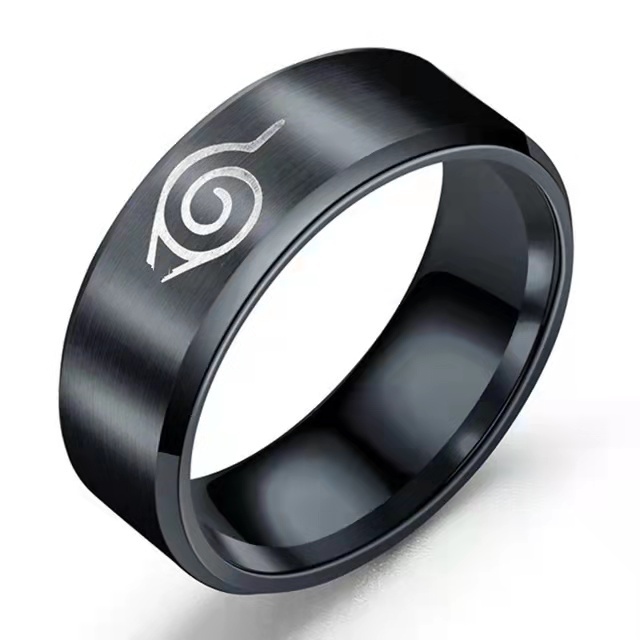 17 Models New Leaf Ring Konoha Uzumaki Symbal Logo Sign Sasuke Itachi Ninja Fashion Stainless Steel Anime Jewelry Cosplay