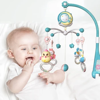 

Baby Toys 0-12 Months Crib Mobile Musical Box With Holder Toddlers Soft Rattle Teether Newborn Baby Bed Toys Educational Girl