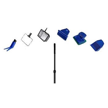 

6 in 1 Fish Tank Cleaning Tool Aquarium Cleaning Kit for Fish Tank with Adjustable Length Telescopic Handle