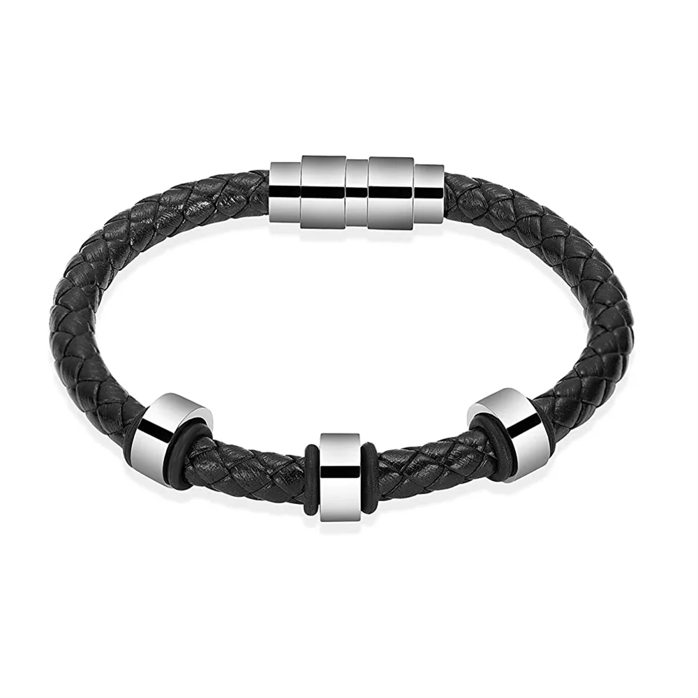 CremationBraceletforAshesStainlessSteelUrnforAshesGenuineLeatherMemorialBangle