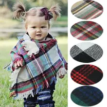 Детский шарф в клетку для девочек и мальчиков, Классическая накидка с кисточками и капюшоном, вязаная зимняя теплая накидка, рождественское пальто, пальто-накидка, накидка
