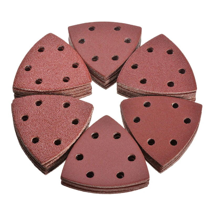 

120Pcs 93mm 6 Holes Adhesive Grinding Discs Delta Sanding Paper Grit 40/60/80/120/180/240 Sanding Disc For Sander Grits