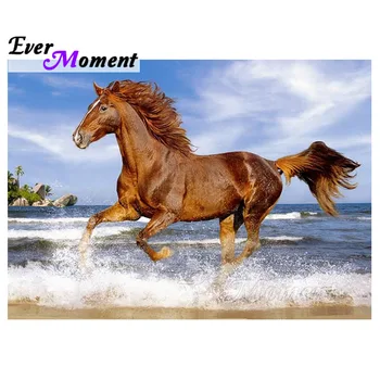 

Ever Moment Diamond Painting Horse Sea Waves DIY Handicrafts Full Square Resin Stones Mosaic Making Room Wall Decoration 4Y989