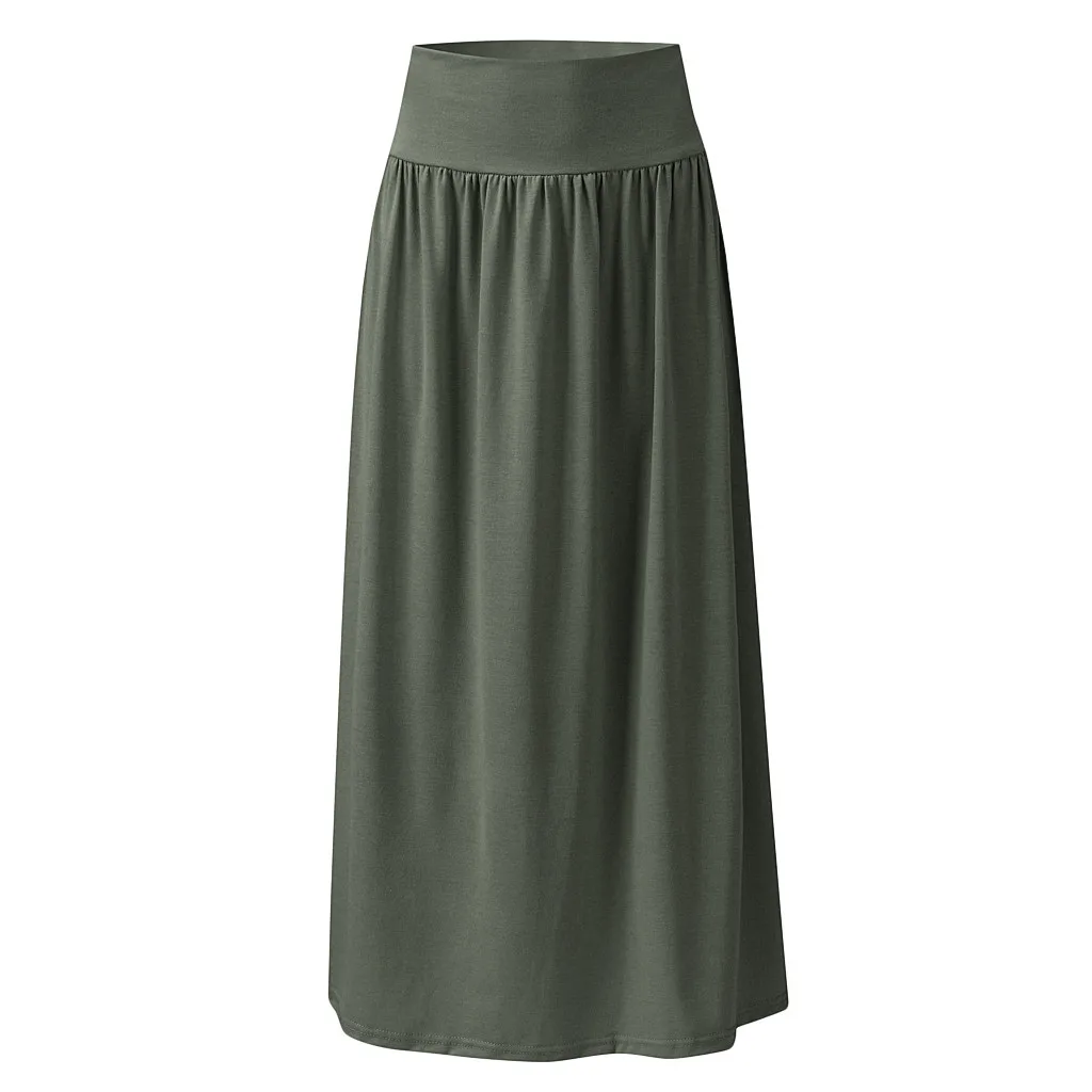 Юбка женская faldas mujer moda jupe femme женская осенняя Повседневная винтажная Однотонная юбка до середины талии, свободные юбки в пол OY41