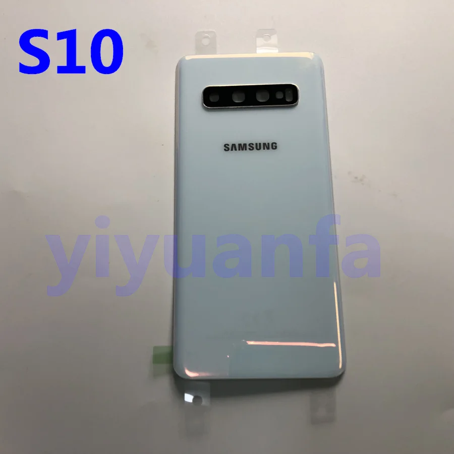 Samsung Galaxy S10 G973 S10 Plus G975 S10E задняя крышка батарейного отсека задняя крышка Корпус Запасные части+ стеклянная рамка объектива камеры - Цвет: S10 white