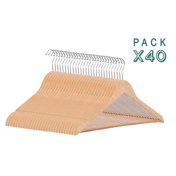 

Wooden hanger-40 Units-Colors Lifelike, White and Walnut with Barroom for Pants Slip