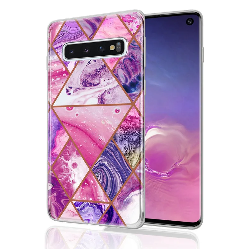 

Plating Gold Geometric Marble Case for Galaxy Note 10 S8 S9 S10 Plus 5G S10e A10s A20s A70 A50 A30 A20 A10 M10 A50s Phone Cover