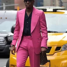 Модный мужской деловой приталенный костюм жениха, смокинг, вечерние костюмы, 2 предмета, пиджак, брюки