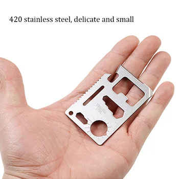 

11-in-1 EDC Multi-tool Card Multifunctional 420 Stainless Steel Pocket Jar Bottle Opener Screwdriver Spanner Ruler Outdoor Acces