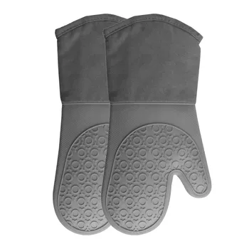 

1 Pair Silicone Oven Mitt, Heat Resistant Pot Holders Heavy Duty Cooking Gloves Counter Safe Trivet Mats for Kitchen