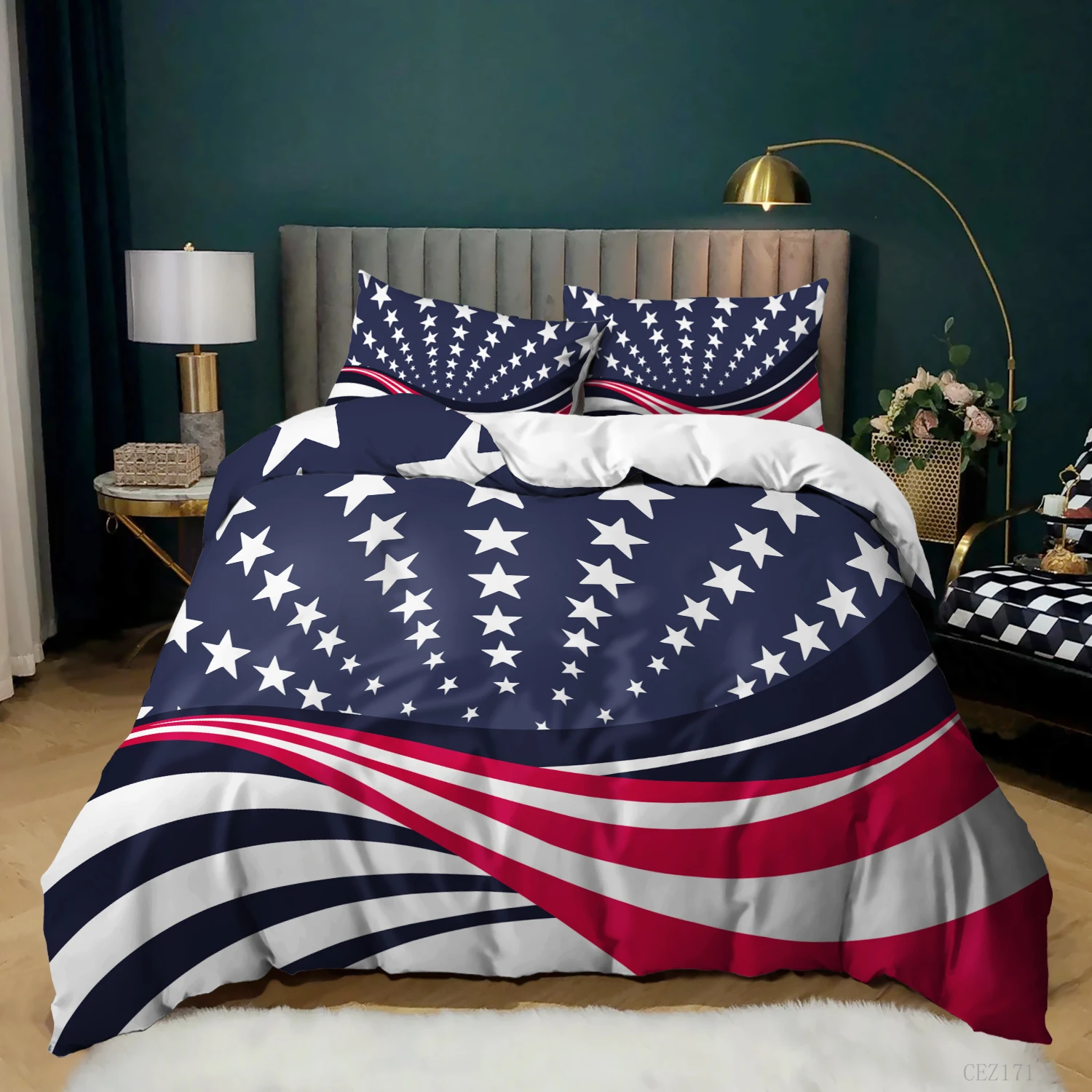 3D Print 2/3 Pcs Colorful American National Flag Bedding Set Duvet Cover Pillowcase Quilt Bed Queen King Size | Дом и сад