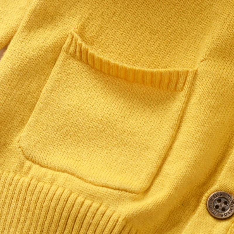 

2019 Spring Baby Cardigan Sweater New Style Small CHILDREN'S Solid Color Pocket Sweater BOY'S Knitted Sweater