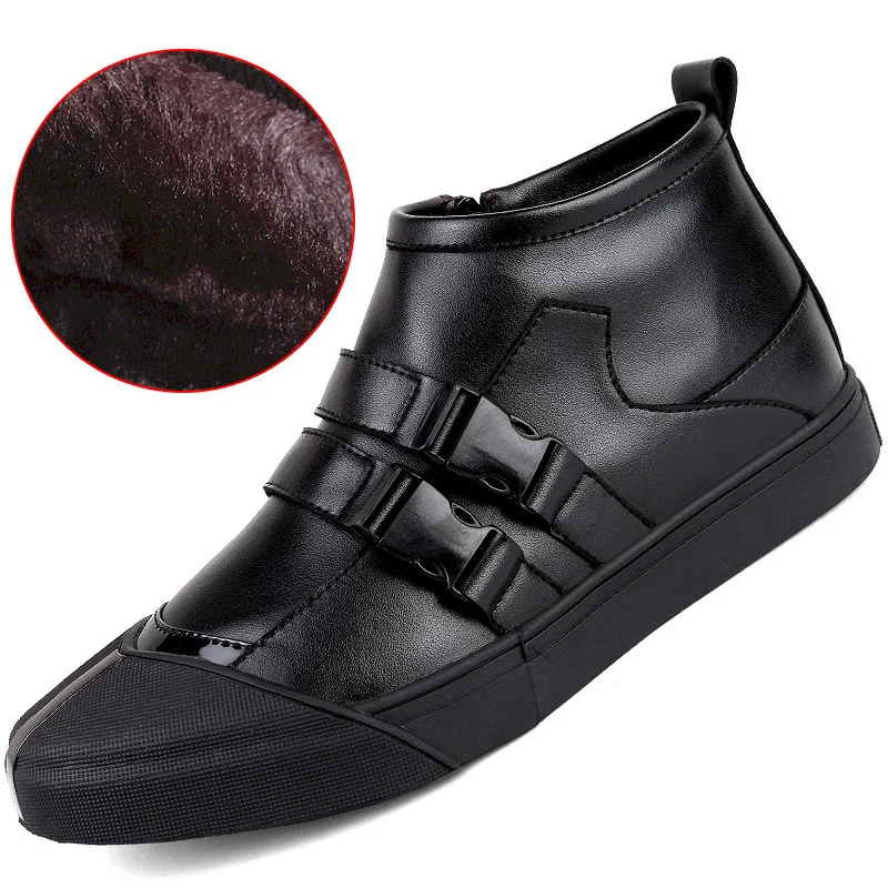 

AmzBarley Men Winter Fashion Plush Thickened Cotton Shoes Warm High Top Non-slip Casual Ankle Boots Chaussure Homme Botas SH197