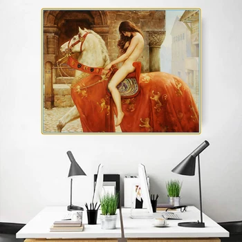 

Citon John Collier《Lady Godiva》Canvas Art Oil Painting Famous Artwork Poster Picture Wall Decor Home Living room Decoration