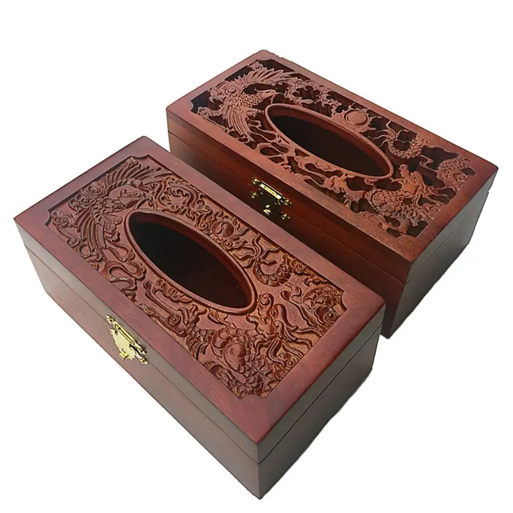 

Vintage Wooden Hollow out Embossing Tissue Box Paper Napkin Holder Home Decor Tissue box European classical creative tissue box