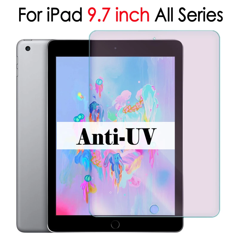 Анти-uv 5 6 th Защитное стекло для Apple ipad 9 7 дюймовый защитный экран Pro 2017 2018 Air 1 2 armor