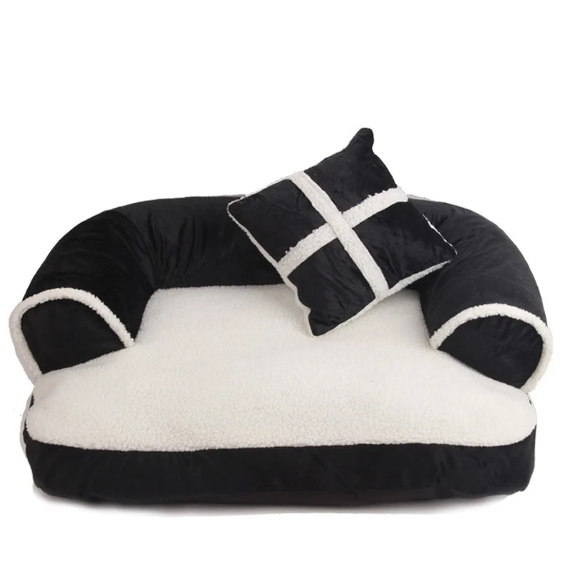 black sofa Собачья кровать синий коричневый собачий домик Диван Питомник квадратная подушка для больших собак кошачий домик кровати коврик товары для домашних животных - Цвет: black sofa